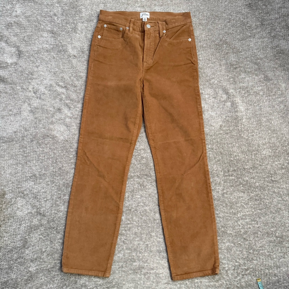 J.Crew‎ Vintage Slim Straight Corduroy Pants Camel Tan Brown Size 26